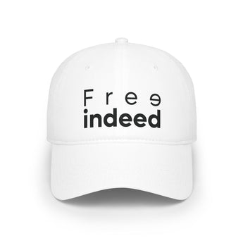 Free Indeed Minimal Christian Baseball Cap | John 8:36 Inspired Faith Hat One size White