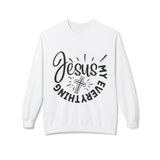 Faith Culture - Jesus My Everything Christian Sweatshirt with Cross Graphic Inspirational Pullover White