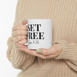 Faith Culture - Set Free John 8:36 Christian Mug, 11oz & 15oz | Bold Bible Verse Coffee Cup
