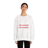 Faith Culture – O Canada Maple Circle Crewneck Sweatshirt – White & Black | Classic Monochrome Anthem Pullover
