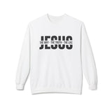 Faith Culture - Jesus The Way The Truth The Life Christian Sweatshirt | Bold Bible Verse Crewneck White