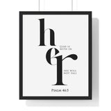 Black frame detail on God Is Within Her Christian wall art