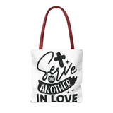 Faith Culture - Serve One Another in Love Christian Tote Bag - Galatians 5:13 Bible Verse