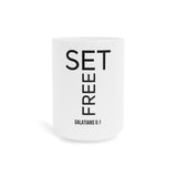 Set Free Christian Mug | Galatians 5:1 Bible Verse Gift 15oz White