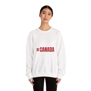 Faith Culture – Eh Canada Crewneck Sweatshirt – White | Fun & Friendly Canadian Expression Pullover