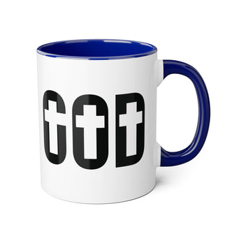 Faith Culture - GOD of the Cross - Christian Accent Coffee Mug, 11oz Blue 11oz