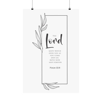 Faith Culture The Lord Keeps Watch Over You Psalm 121:8 Christian Matte Poster | Minimal Floral Scripture Wall Art Print