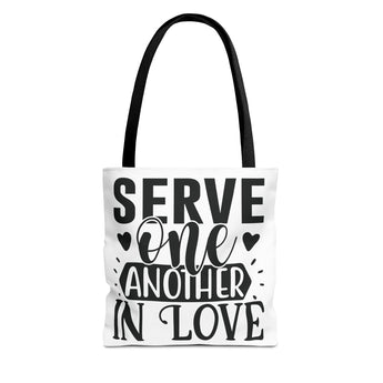 Faith Culture - Serve One Another in Love Christian Tote Bag - Galatians 5:13 Bible Verse 13" × 13'' Black