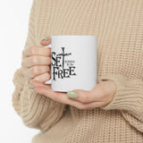 Faith Culture – Set Free John 8:36 Christian Coffee Mug – Bold Cross Scripture Design, 11oz & 15oz