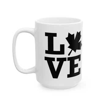 Faith Culture – LOVE Maple Leaf Mug – 11oz & 15oz | Bold Canadian Pride Gift Cup 15oz