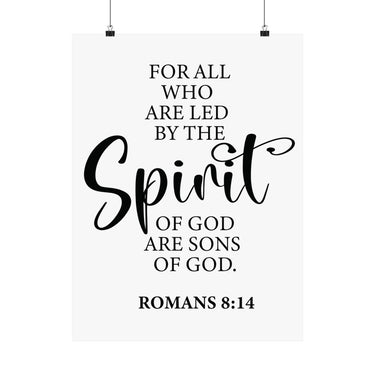 Faith Culture - Romans 8:14 Christian Poster Led by the Spirit Scripture Wall Art 18″ x 24″ Matte