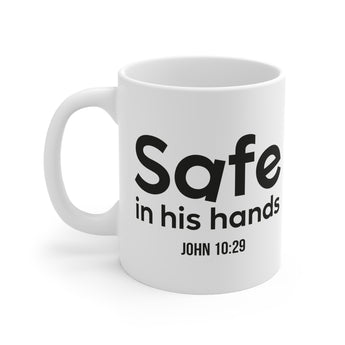 Faith Culture - Safe in His Hands Christian Mug - John 10:29 | Father’s Day Faith Mug