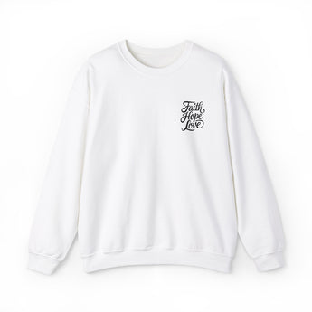 Faith Culture – Faith Hope Love – Christian Unisex Crewneck Sweatshirt White