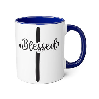 Faith Culture - Blessed at the Cross - Christian Accent Coffee Mug, 11oz Blue 11oz