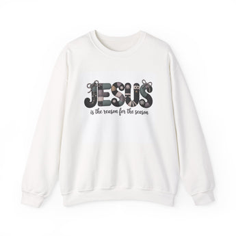 Faith Culture - Jesus Is the Reason Tree Christian Christmas Sweatshirt – White | Festive Holiday Crewneck