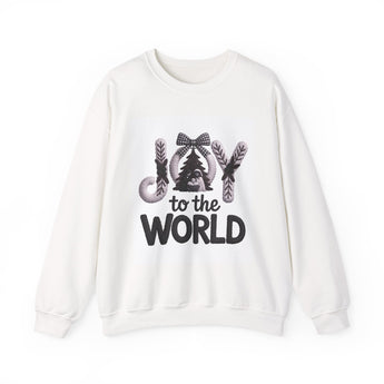 Faith Culture - Joy to the World Nativity Christian Sweatshirt – White | Knit Christmas Scene Crewneck