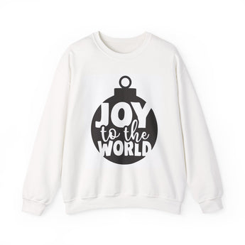 Faith Culture - Joy to the World Ornament Christian Christmas Sweatshirt – White | Modern Holiday Crewneck
