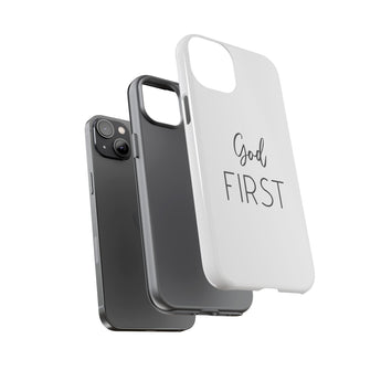 Faith Culture – God First Christian Tough Phone Case iPhone 14 Plus Glossy