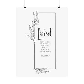 Faith Culture The Lord Keeps Watch Over You Psalm 121:8 Christian Matte Poster | Minimal Floral Scripture Wall Art Print
