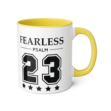 Faith Culture - Fearless Psalm 23 - Christian Accent Coffee Mug, 11oz Yellow 11oz
