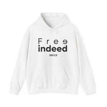Free Indeed Abstract Christian Hoodie | John 8:36 Bible Verse Apparel White