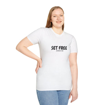 Faith Culture – Set Free Unisex T-Shirt – White | Christian Freedom Tee Based on John 8:36 White