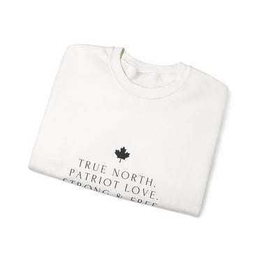 Faith Culture – True North Strong & Free Crewneck Sweatshirt – White | Minimalist Canadian Anthem Pullover