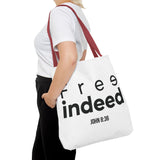 Free Indeed Christian Tote Bag | John 8:36 Bible Verse Gift