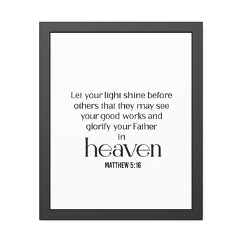 Let Your Light Shine framed Christian wall art inspired by Matthew 5:16
