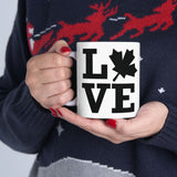 Faith Culture – LOVE Maple Leaf Mug – 11oz & 15oz | Bold Canadian Pride Gift Cup 11oz