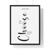 I Chose You framed Bible verse wall art inspired by John 15:16, black frame with black and white scripture typography