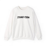 Faith Culture – Stand Firm Unisex Crewneck Sweatshirt – White | Christian Encouragement Sweatshirt Inspired by 1 Corinthians 16:13