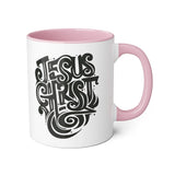 Faith Culture - Jesus Christ Is My Strength - Christian Accent Coffee Mug, 11oz Pink 11oz