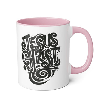 Faith Culture - Jesus Christ Is My Strength - Christian Accent Coffee Mug, 11oz Pink 11oz