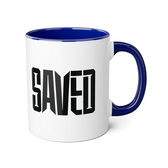 Faith Culture - SAVED - Christian Accent Coffee Mug, 11oz Blue 11oz