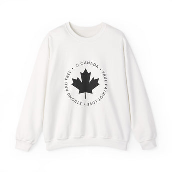 Faith Culture – O Canada Circle Maple Leaf Crewneck Sweatshirt – White | True North Canadian Pride Pullover