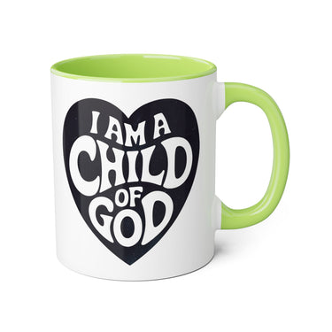 Faith Culture - I Am a Child of God - Christian Coffee Mug, 11oz Light Green 11oz