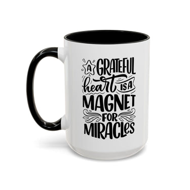 Faith Culture - A Grateful Heart Is a Magnet for Miracles Christian Thanksgiving Accent Coffee Mug, 11oz and 15oz