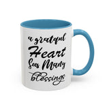 Faith Culture - A Grateful Heart Sees Many Blessings - Christian Thanksgiving Accent Coffee Mug, 11oz and 15oz 11oz Light Blue