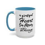 Faith Culture - A Grateful Heart Sees Many Blessings - Christian Thanksgiving Accent Coffee Mug, 11oz and 15oz
