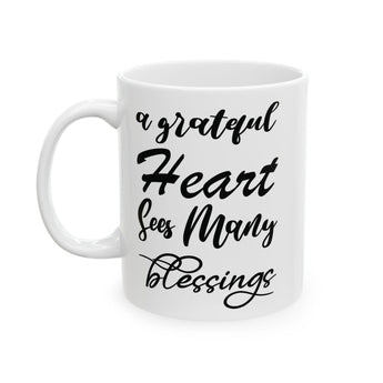 Faith Culture - A Grateful Heart Sees Many Blessings - Thanksgiving Christian Mug, 11oz and 15oz 11oz