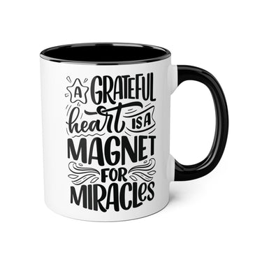 Faith Culture - A Grateful Heart is a Magnet for Miracles - Christian Thanksgiving Accent Mug, 11oz