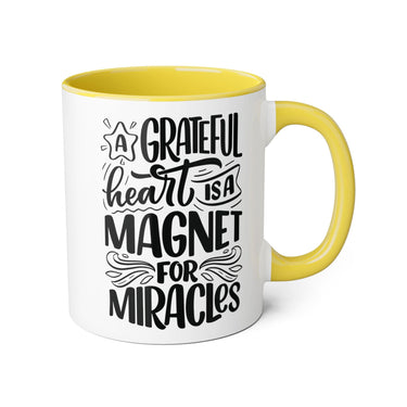 Faith Culture - A Grateful Heart is a Magnet for Miracles - Christian Thanksgiving Accent Mug, 11oz