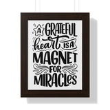 Faith Culture - A Grateful Heart is a Magnet for Miracles - Christian Thanksgiving Wall Art 11" x 14" Walnut
