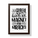 Faith Culture - A Grateful Heart is a Magnet for Miracles - Christian Thanksgiving Wall Art 16″ x 24″ Walnut
