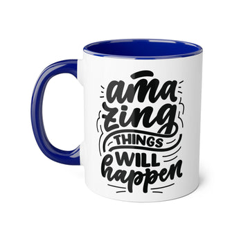 Faith Culture - Amazing Things Will Happen - Christian Thanksgiving Accent Mug, 11oz Blue 11oz