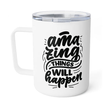 Faith Culture - Amazing Things Will Happen - Christian Thanksgiving Insulated Coffee Mug, 10oz 10oz White
