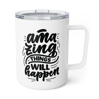 Faith Culture - Amazing Things Will Happen - Christian Thanksgiving Insulated Coffee Mug, 10oz