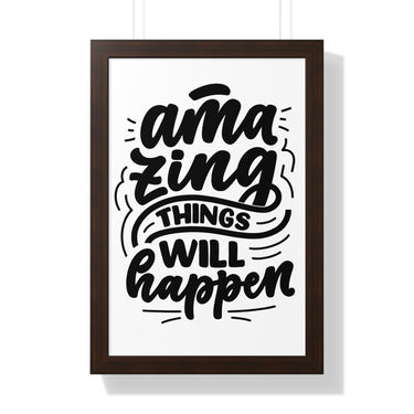 Faith Culture - Amazing Things Will Happen - Christian Thanksgiving Wall Art 16″ x 24″ Walnut
