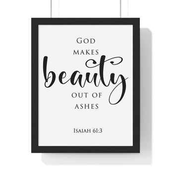 Faith Culture - Beauty for Ashes - Isaiah 61:3 - Christian Wall Art 11″ x 14″ Black